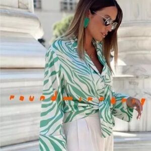 Zara printed pyjama style top animal print